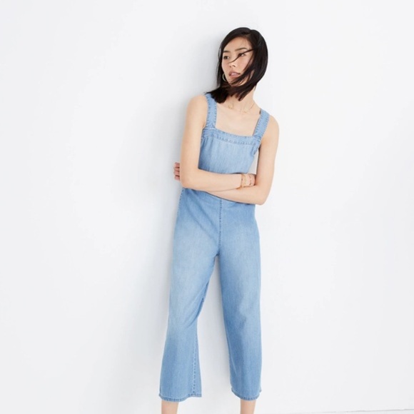 Madewell Denim Apron Bow-Back Jumpsuit size 00 - Picture 3 of 11